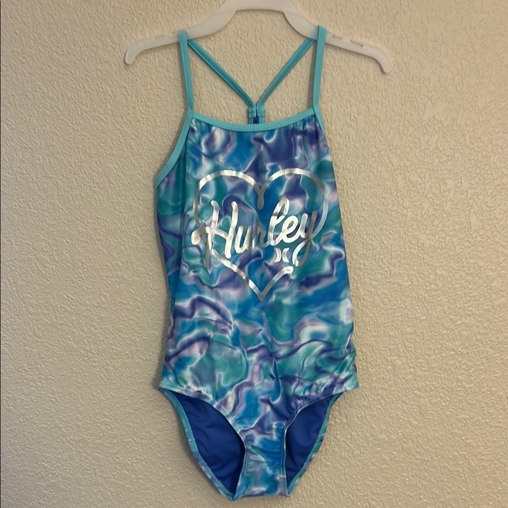 Hurley Blue and White One Piece Swimsuit